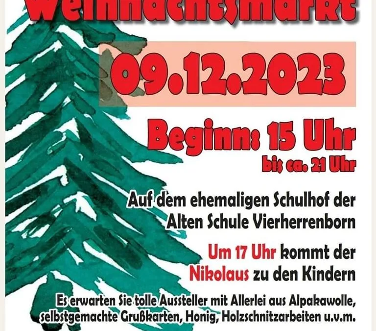 Wir sind am 09. Dezember 2023 auf dem 2. Vierherrenborner Weihnachtmarkt